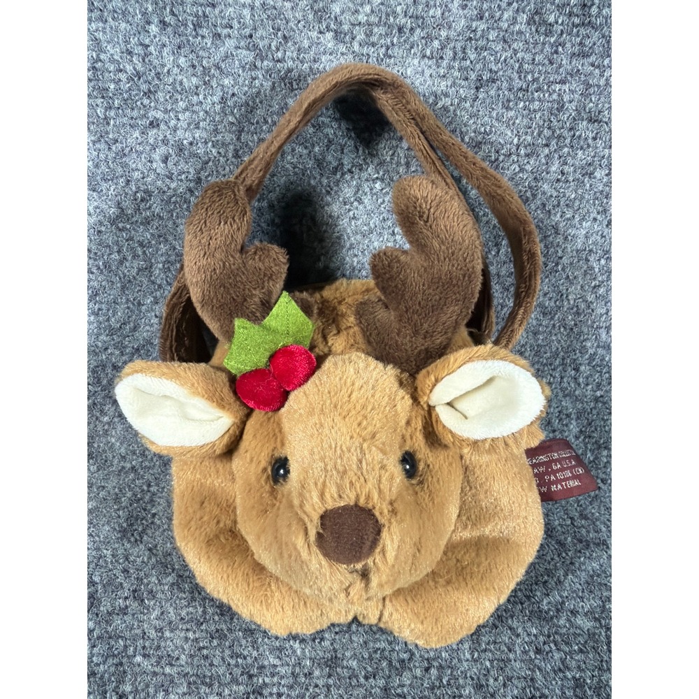 Bearington Collection Reindeer Plush Handbag Christmas Holiday Deer Purse Brown